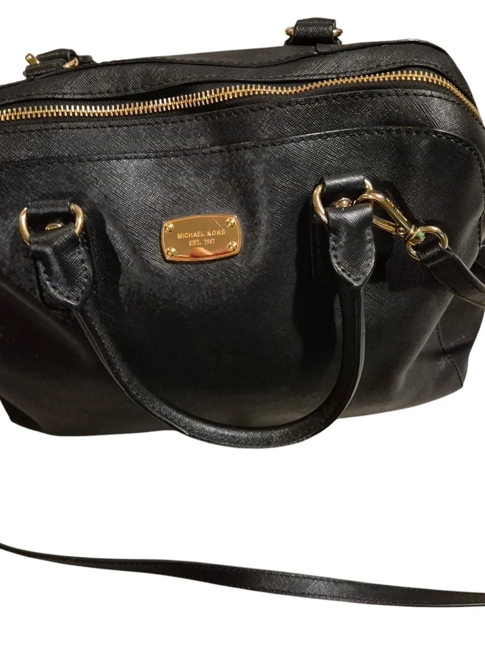 Michael Kors Black Saffiano Leather Satchel with Crossbody Strap
